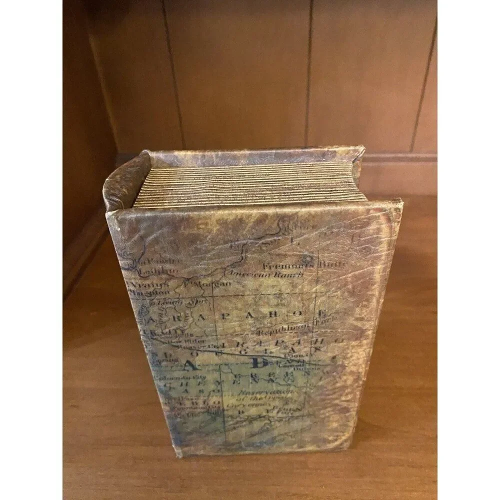 Book Shaped Jewelry Keepsake Box~Brown & Gold ~ Brown Velvet Lined